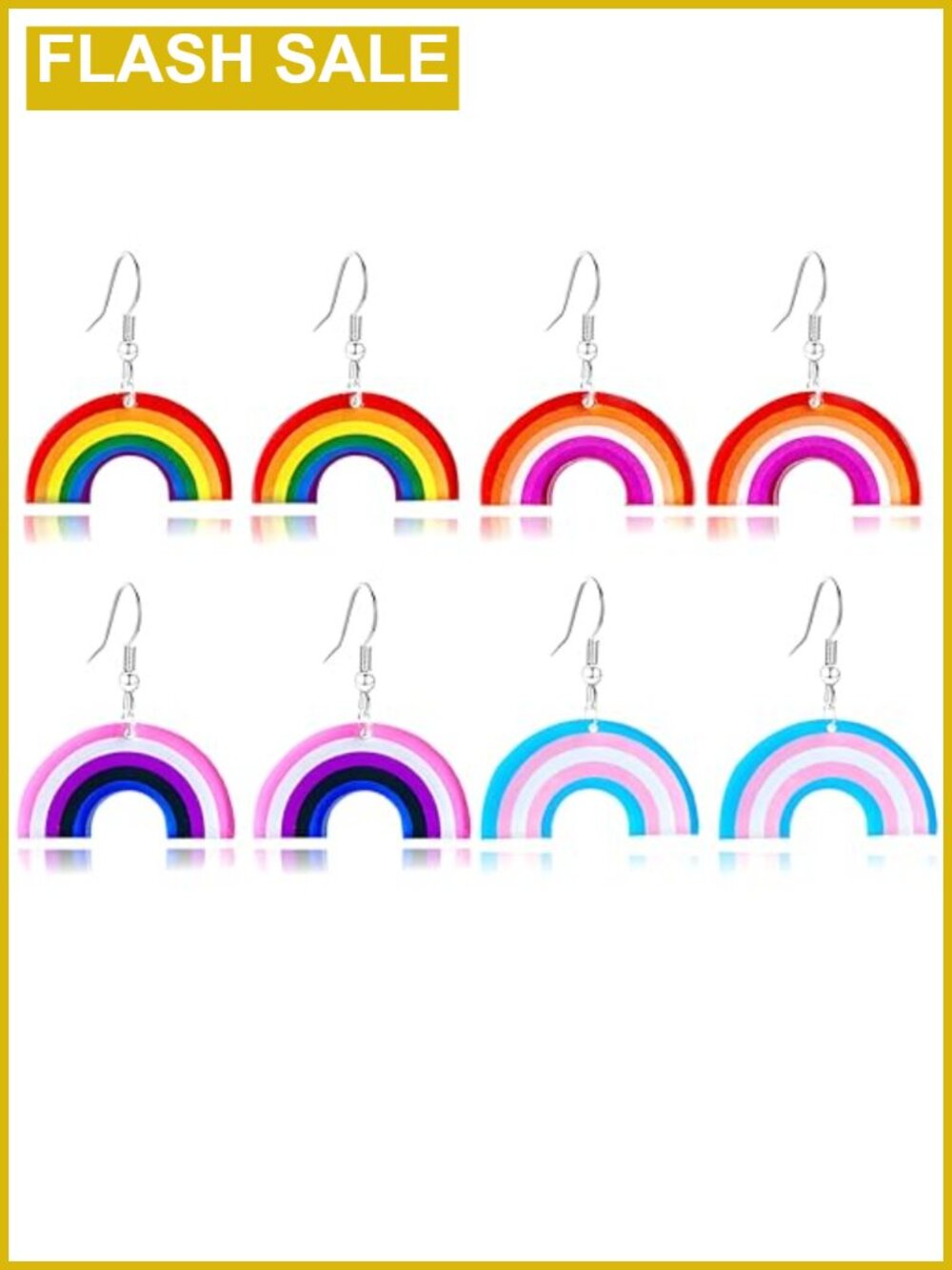 Rainbow LGBT Pride Dangle Earrings Acrylic Geometric Heart Butterfly